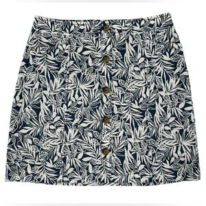 LOFT Beach Blue White Hawaiian Print Shift Mini Skirt Coastal Resort Tropical 6